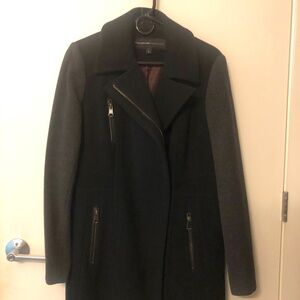 Marc Jacobs Andrew Marc Black and Gray Wool Coat with Zipper Detail - Size 8